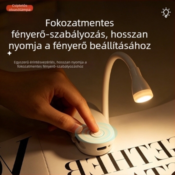 USB újratölthető csiptetős asztali lámpa, kétfunkciós, lágy LED szemvédő fény, olvasáshoz és tanuláshoz