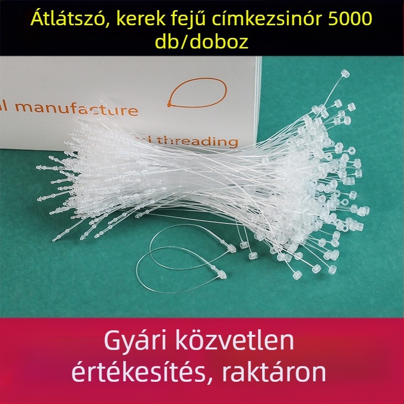 Plasztikus pattintós címkékhez tartozó címke, lógó zsinór és ruhacímkékhez való gyöngyök