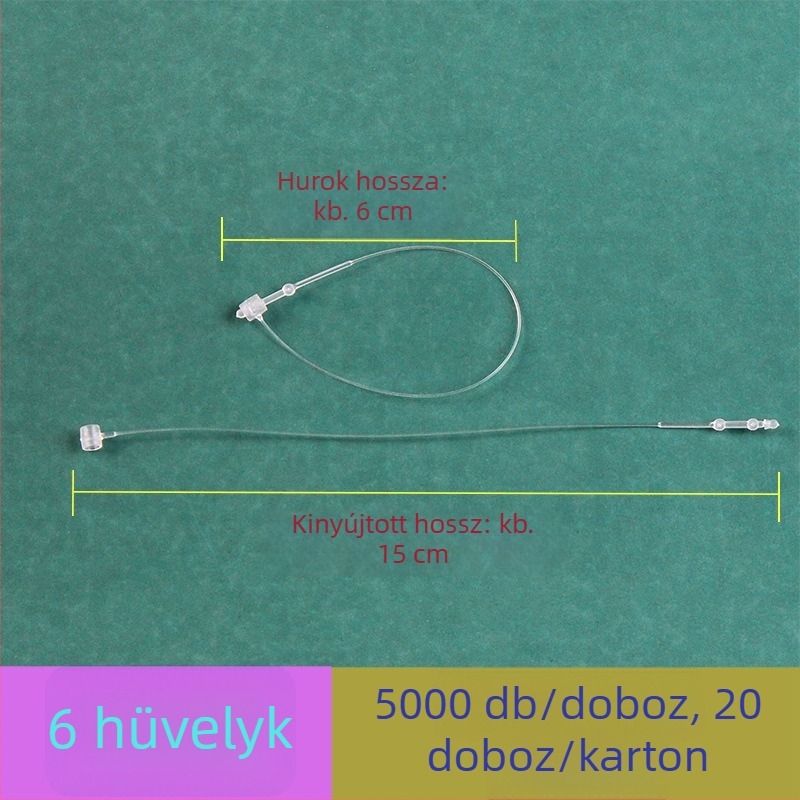 Plasztikus pattintós címkékhez tartozó címke, lógó zsinór és ruhacímkékhez való gyöngyök