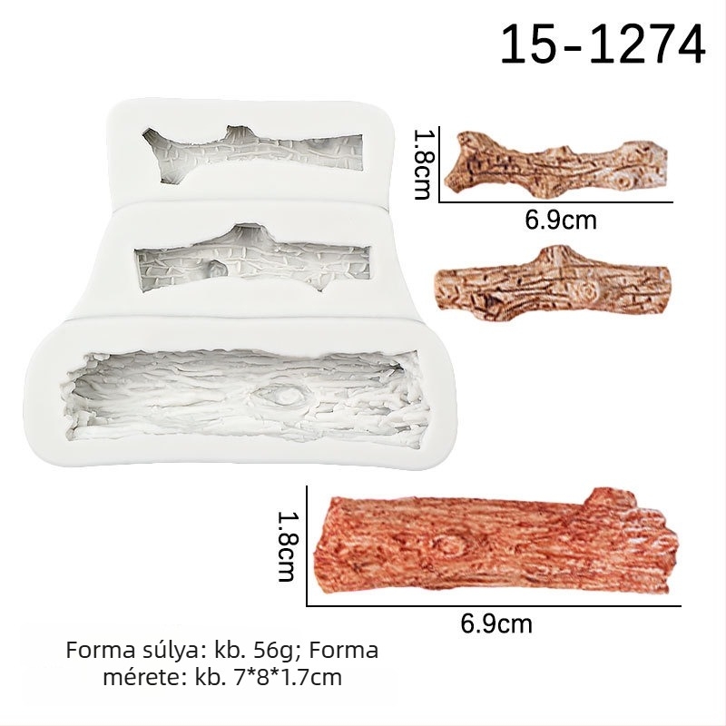 Szilikon tortaforma mókus és fenyőfa törzs motívummal, csokoládé- és süteménydíszítéshez