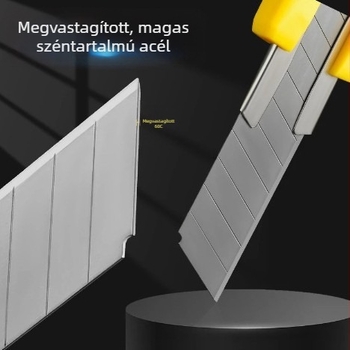 Gumírozott bevonat univerzális kés rozsdamentes acélból, vastag felépítésű, tapéta- és papírvágásra, ipari szintű teljes fém kialakítás