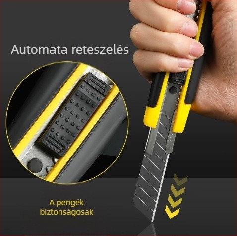 Gumírozott bevonat univerzális kés rozsdamentes acélból, vastag felépítésű, tapéta- és papírvágásra, ipari szintű teljes fém kialakítás