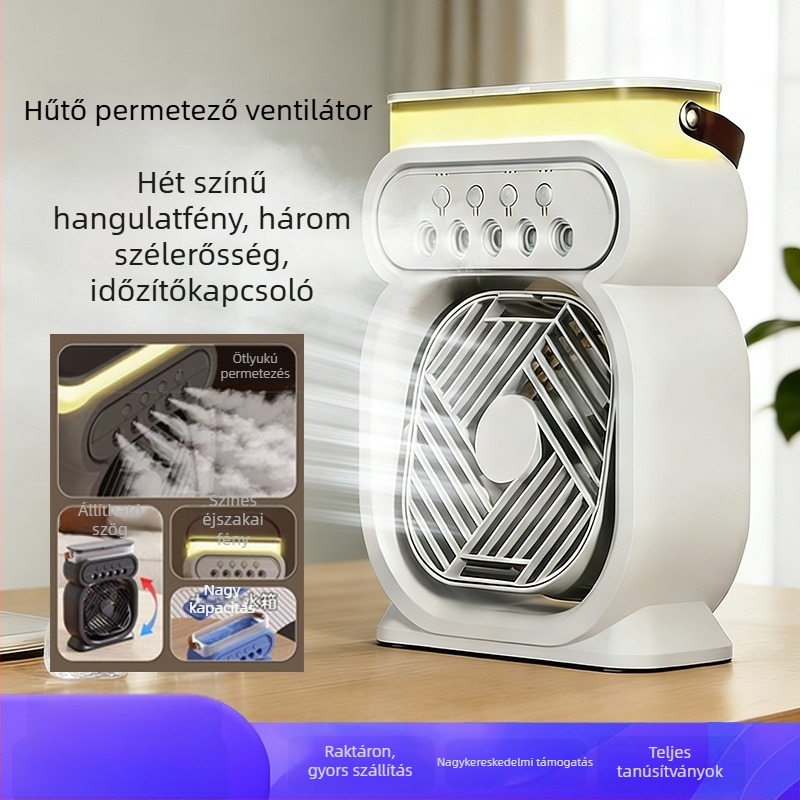 Mini USB asztali ventilátor permetező és éjszakai fény funkcióval, hordozható, többfunkciós hűtőventilátor