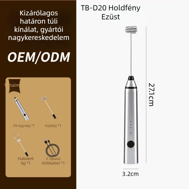 Kávéhoz használt elektromos tejhabosító, vezeték nélküli kézi mini habverő – kényelmes és gyors.