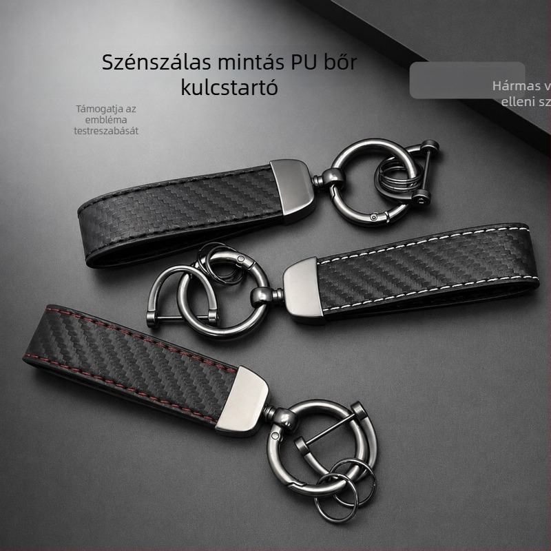 Prémium karbon rost mintás autós kulcstartó cink ötvözetből, autólogó kompatibilis