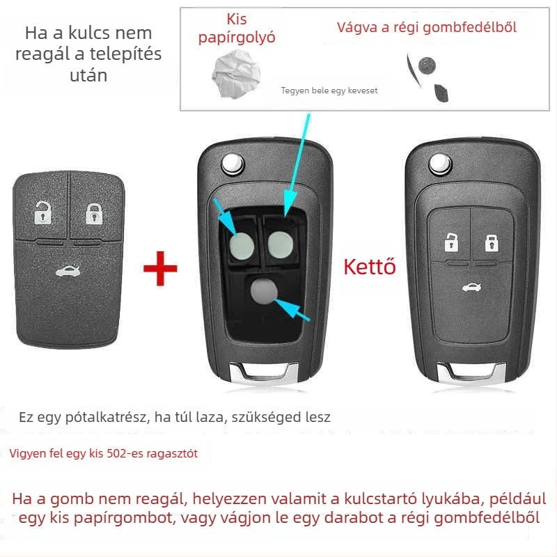 Buick Excelle távirányítós kulcsház (2015–2021), sérült gombok cseréje