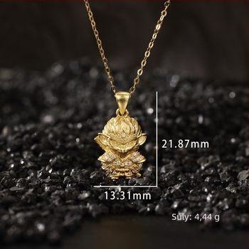 925-ös ezüst Sun Wukong 3D medálos nyaklánc