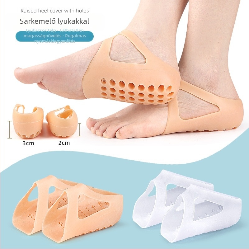 Perforált magasságot növelő sarokbetét, 2 cm vagy 3 cm, integrált szilikon sarokvédő, slip-on, biomimetikus dizájn