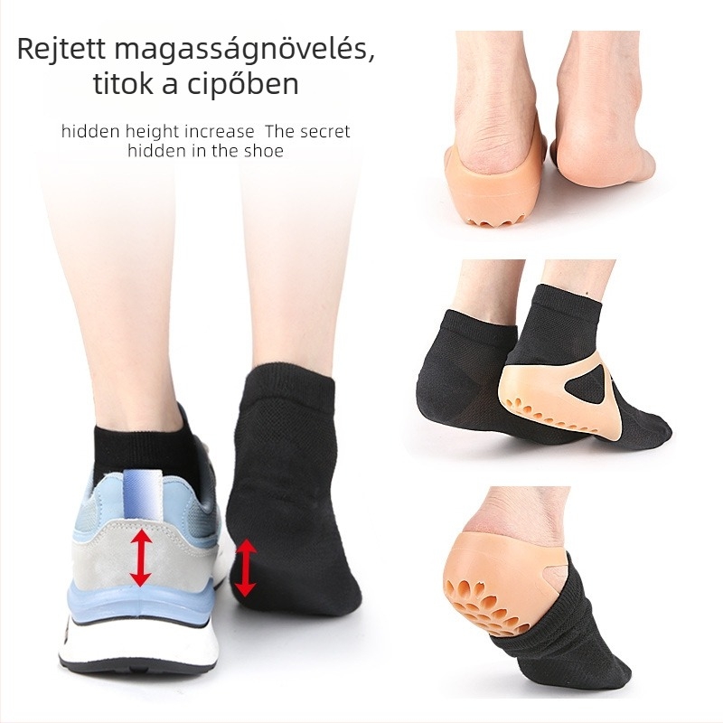 Perforált magasságot növelő sarokbetét, 2 cm vagy 3 cm, integrált szilikon sarokvédő, slip-on, biomimetikus dizájn