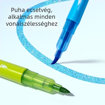 Deli marker készlet puha hegyekkel, fin csillogó por hatású, több szín, nagy kapacitás, hordozható rajzoláshoz és graffitihez