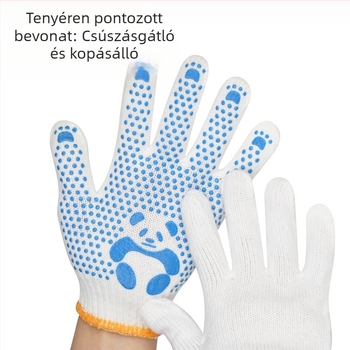 Iskolai tevékenységekhez gyerekeknek csúszásmentes kesztyű fehér pöttyös felülettel