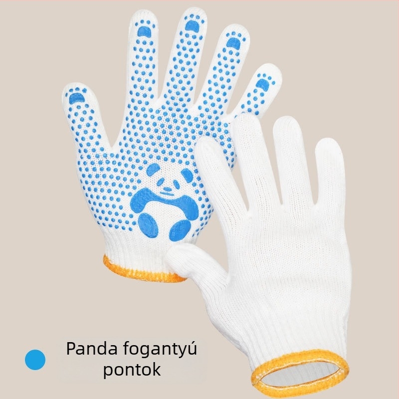 Iskolai tevékenységekhez gyerekeknek csúszásmentes kesztyű fehér pöttyös felülettel