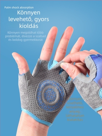 Gyerekeknek készült félujjas sportkesztyű kerékpározáshoz és görkorcsolázáshoz, csúszásmentes, kopásálló, izzadságot felszívó és légáteresztő