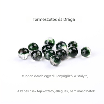 Természetes zöld Green Ghost kristály gyöngyök, DIY ékszerekhez, 10 mm, kerek, elválasztó gyöngyök
