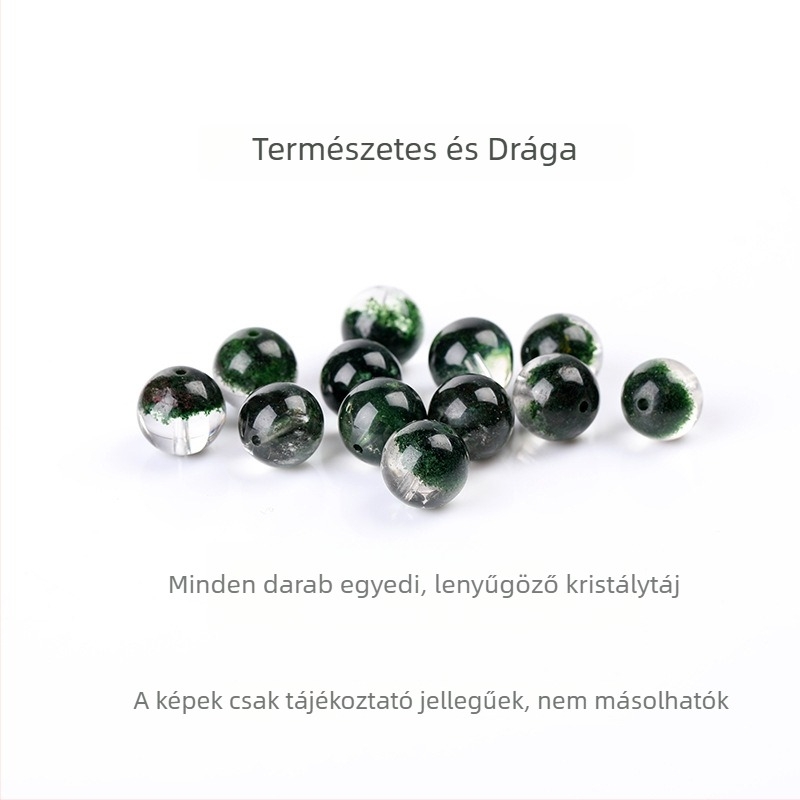 Természetes zöld Green Ghost kristály gyöngyök, DIY ékszerekhez, 10 mm, kerek, elválasztó gyöngyök
