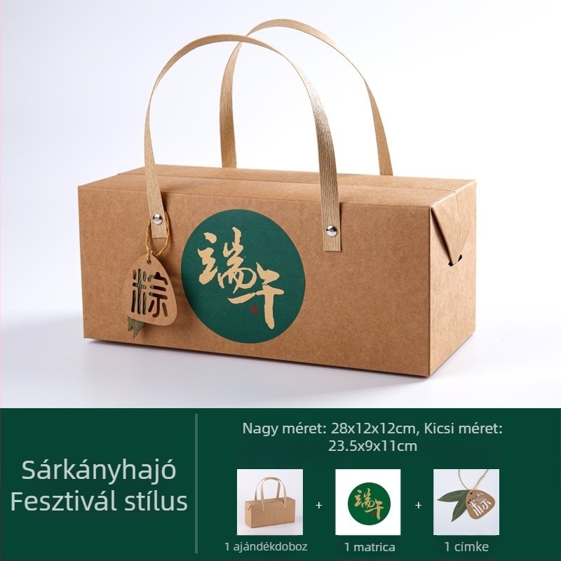 Kraftpapírból készült ajándékdoboz zongzi számára a Dragon Boat Fesztiválra