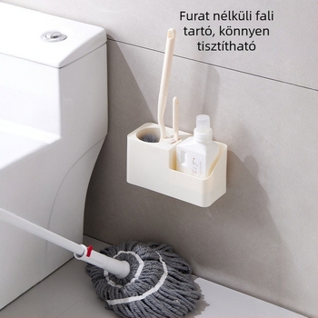 Új fúrásmentes falra szerelhető WC-kefe készlet, résszel