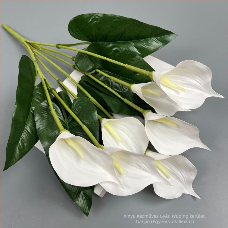 7 fejű Calla Lily művirágok, 3D nyomtatás, esküvői dekoráció, kellék fotózáshoz