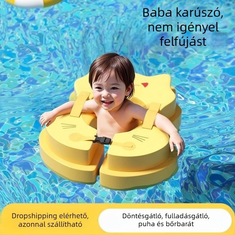 Gyermekeknek szánt úszógyűrű felfújás nélkül, hónalj alatti úszógyűrű, fulladásgátló, anti‑átfordulás, PVC, rajzfilm minta