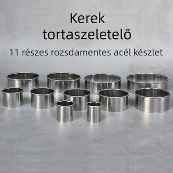 Rozsdamentes acélból készült kör alakú tortaforma görbült éllel, fondant forma, mousse tortgyűrű és tészta vágó dumplingshoz