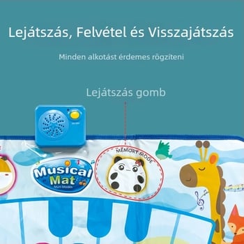 Interakív zenés táncmatrac gyerekeknek karikatúra állatokkal és zongorabeállításokkal – tanuló matrac kúszásra és járásra