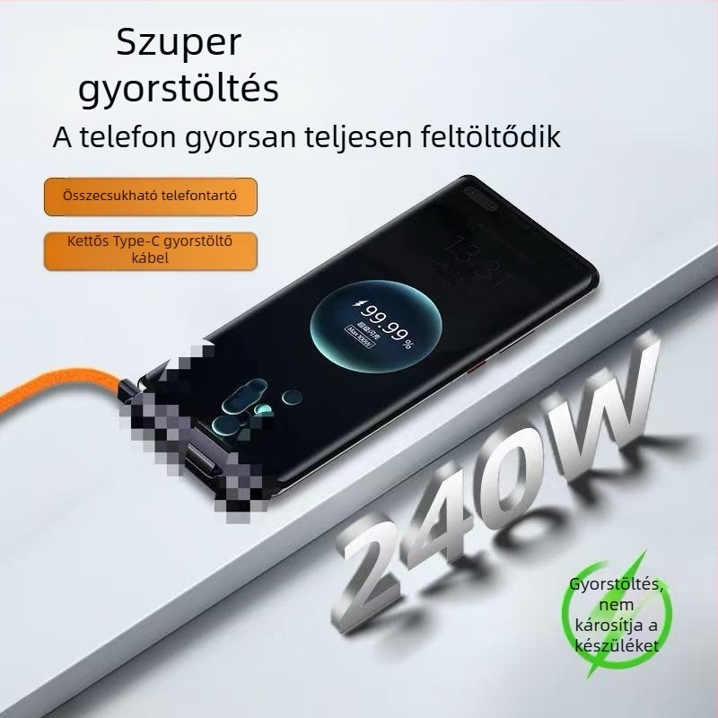 240W USB-C adatkábel állvánnyal, iPad 15/16/17 és Huawei tablettákhoz, gyors töltés