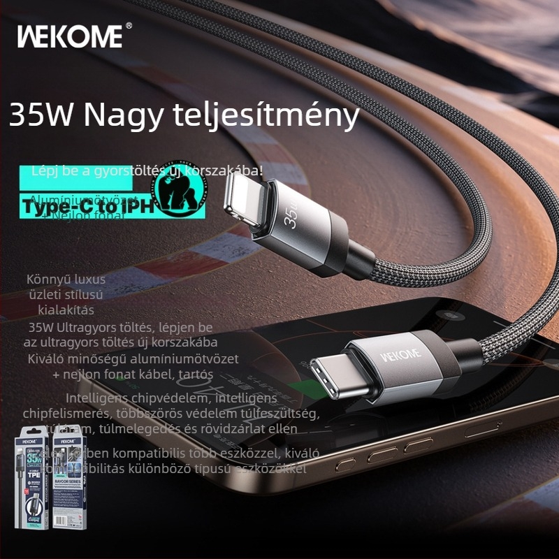 Wekome 65W gyors töltésű szövött USB-C kábel intelligens chip védelemmel Apple és Huawei készülékekhez