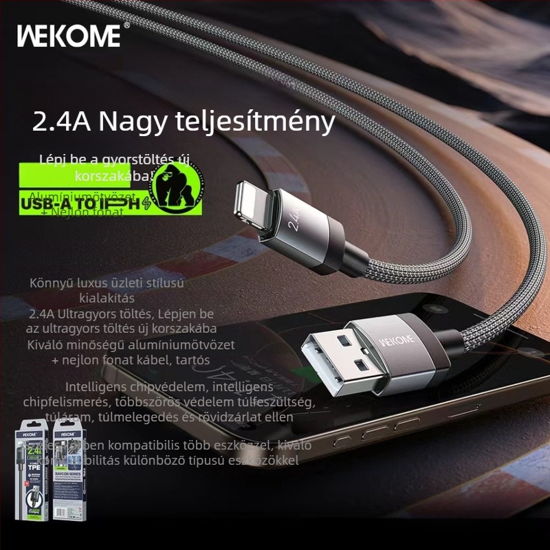 Wekome 65W gyors töltésű szövött USB-C kábel intelligens chip védelemmel Apple és Huawei készülékekhez