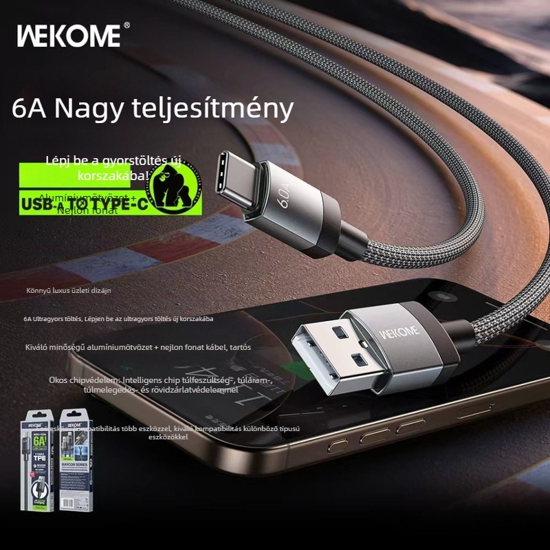 Wekome 65W gyors töltésű szövött USB-C kábel intelligens chip védelemmel Apple és Huawei készülékekhez