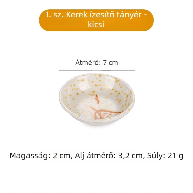 A5 virágmintás melamín edénykészlet, porcelánhatás, 14 cm átmérő; tartalmaz szószostálat, ecetostálat, olajtálat, nasi tálat és kis kóstoló tálat
