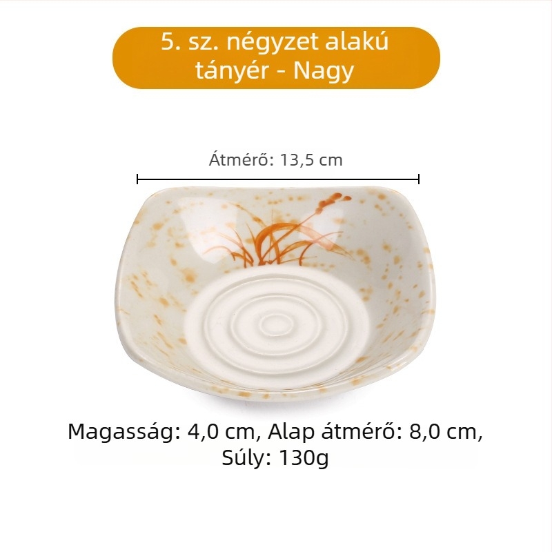 A5 virágmintás melamín edénykészlet, porcelánhatás, 14 cm átmérő; tartalmaz szószostálat, ecetostálat, olajtálat, nasi tálat és kis kóstoló tálat