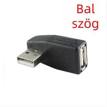USB 2.0 A-male to A-female adapter, 90°-os szög, adatátviteli hosszabbító