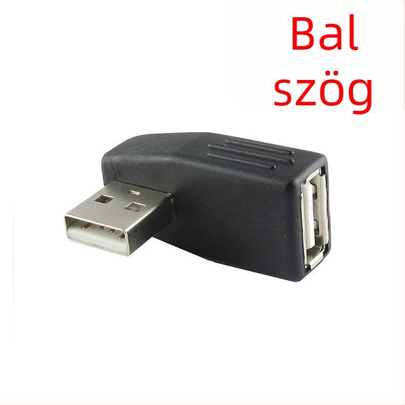 USB 2.0 A-male to A-female adapter, 90°-os szög, adatátviteli hosszabbító
