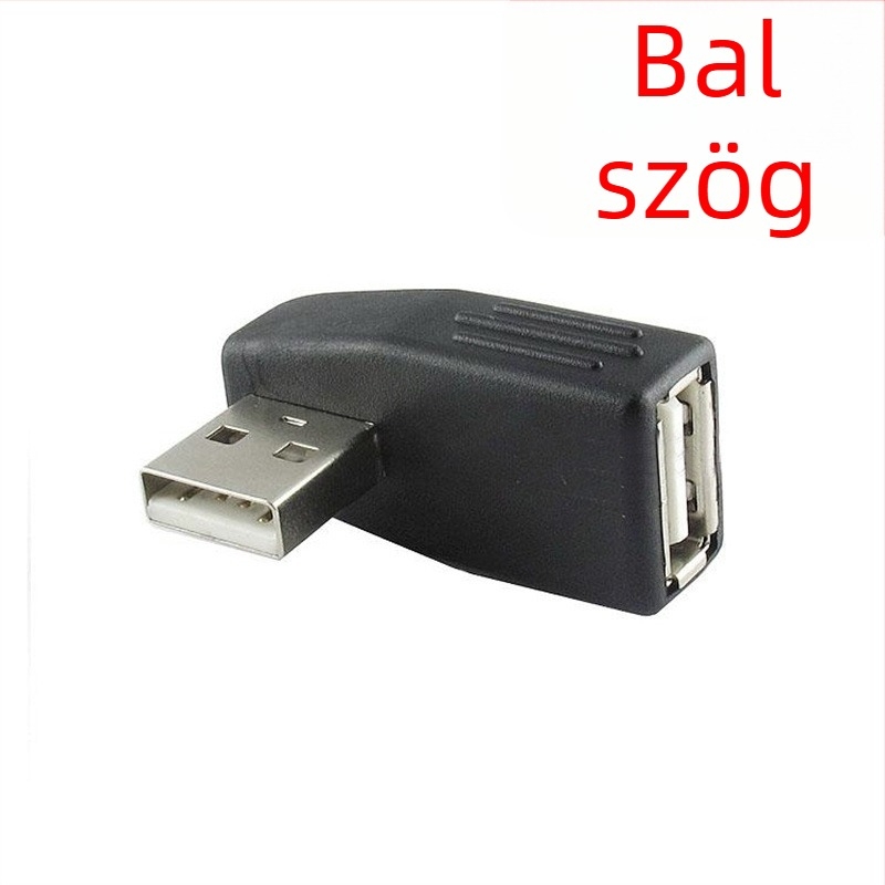 USB 2.0 A-male to A-female adapter, 90°-os szög, adatátviteli hosszabbító