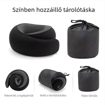 Memóriahabos U-alakú utazópárna, összecsukható, csiga alakú dizájn, repülőutazásokhoz, iroda alvásához és utazásokhoz
