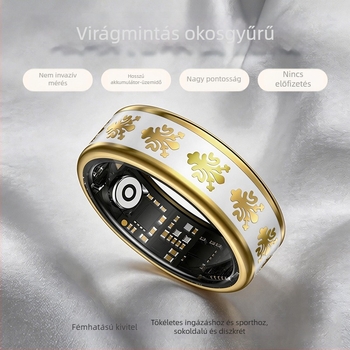 Emál mintás okos gyűrű egészségmonitorozással: pulzus, véroxigén, alvás, testmozgás, vízálló, többfunkciós