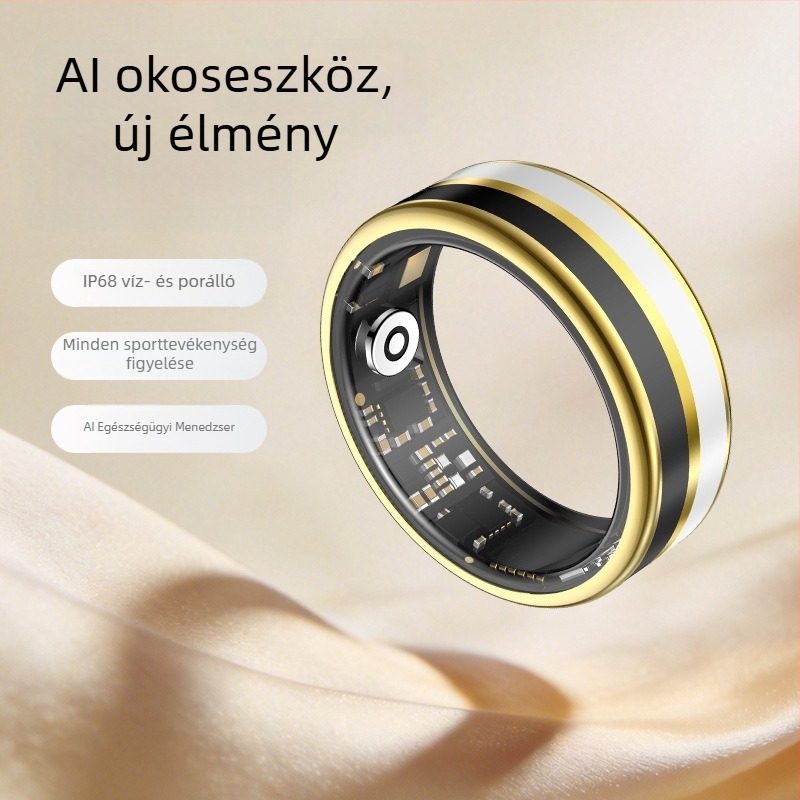 Emál mintás okos gyűrű egészségmonitorozással: pulzus, véroxigén, alvás, testmozgás, vízálló, többfunkciós