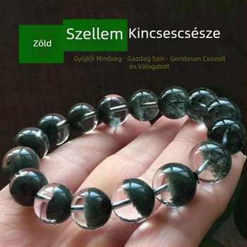 Természetes braziliai zöld fantom kvarc karkötő férfiak és nők számára, uniszex, 20 mm-es gyöngyökkel