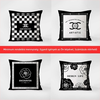 Fekete-fehér, modern minimalistus párna kanapéra és nappaliba
