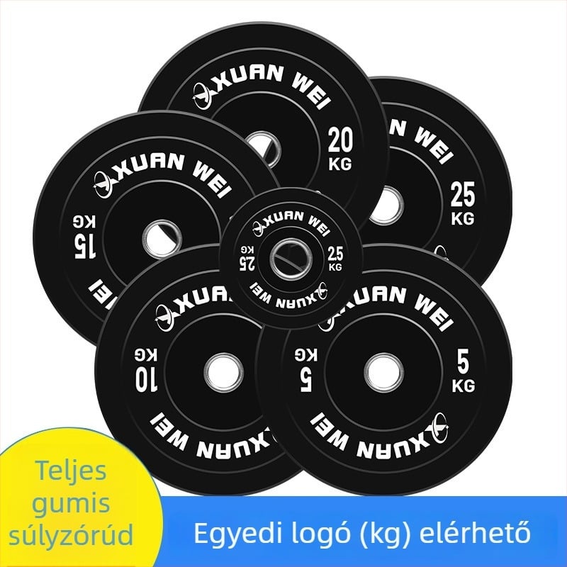 Gumírozott súlytárcsák, 2,5–25 kg, 51 mm belső átmérő, csúszásmentes