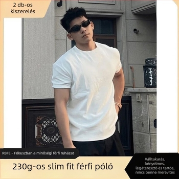 Férfi fitness felső, nehéz amerikai stílus, Slim-fit, rövid ujjú, fekete, nyár.