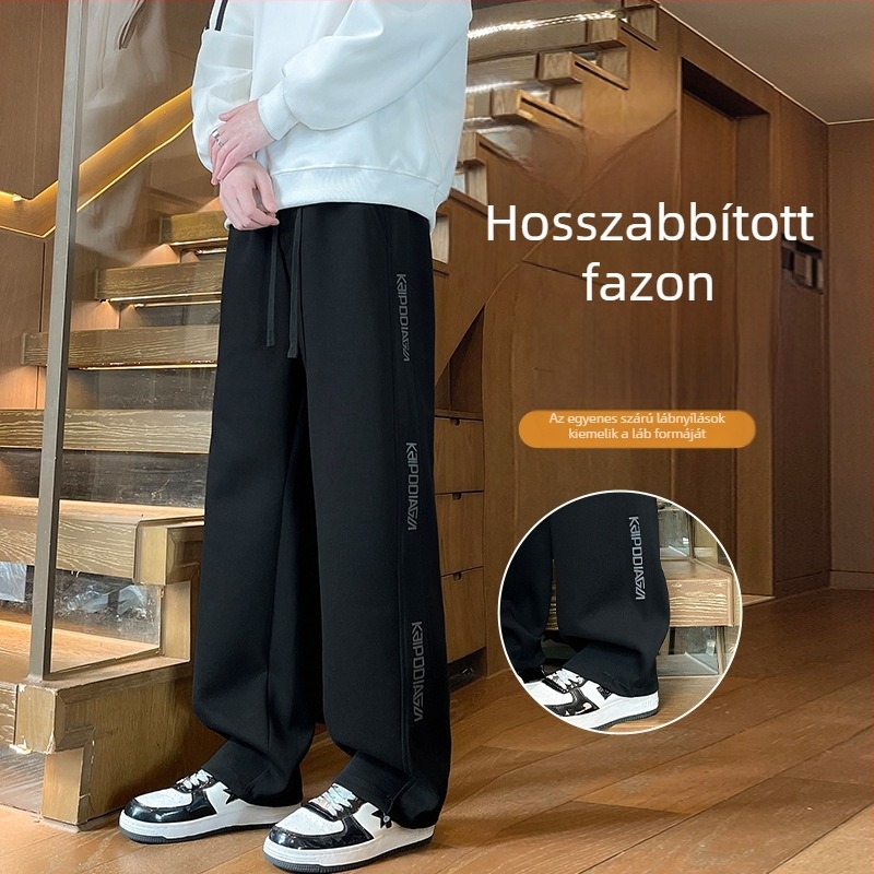 Fiúknák tavasz–ősz sportnadrág, egyenes szabású, széles szárú, hosszú, tinédzserek