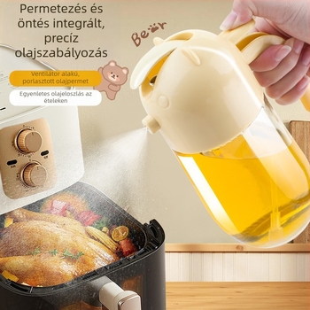 Üveg olajspray-palack, kettős funkciójú konyhai olajtartó, automatikus nyitás-zárás, nyomásra permetező fűszerekhez