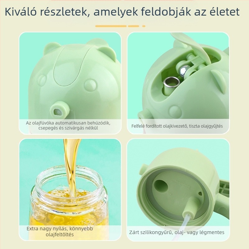 Üveg olajspray-palack, kettős funkciójú konyhai olajtartó, automatikus nyitás-zárás, nyomásra permetező fűszerekhez