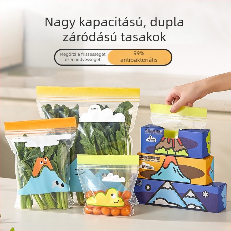 Kétsugarú frissességmegőrző tasakok otthoni használatra, fagyasztáshoz és mikrohullámú sütőhöz, vastagított élelmiszer-minőségű záró tasakok