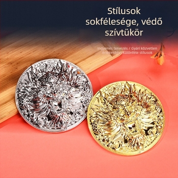 Ősi stílusú szív alakú pajzs dísz, arany- és ezüstfém díszítések, kínai ihletésű filmbeli rekvizit, fém reliefművészet