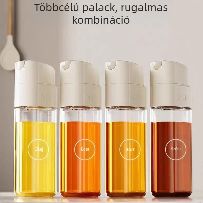 Üveg olajtartó automatikus nyitás-zárás funkcióval, konyhai fűszeradagoló szójaszósz és ecet számára, cseppmentes és szivárgásmentes