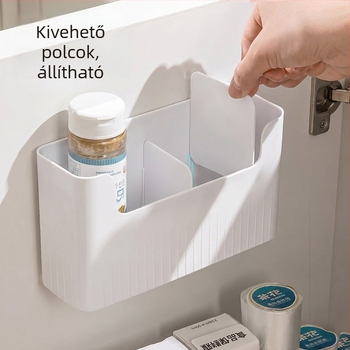 Konyhai szekrényajtó belsejébe szerelhető, fúrás nélkül tároló, fóliatartó
