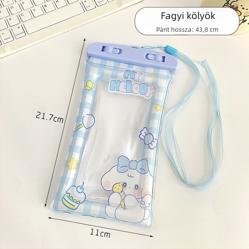 Érintőképernyő-kompatibilis vízálló telefon tok úszáshoz és raftinghoz, lezárt légzsákos védőtok, cartoon dizájn