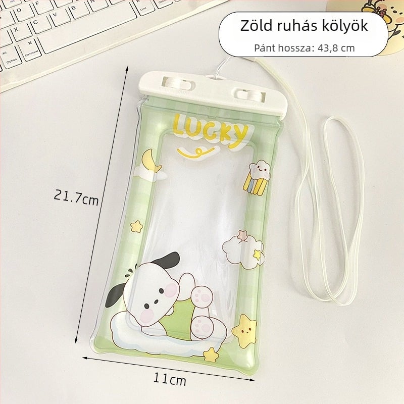Érintőképernyő-kompatibilis vízálló telefon tok úszáshoz és raftinghoz, lezárt légzsákos védőtok, cartoon dizájn